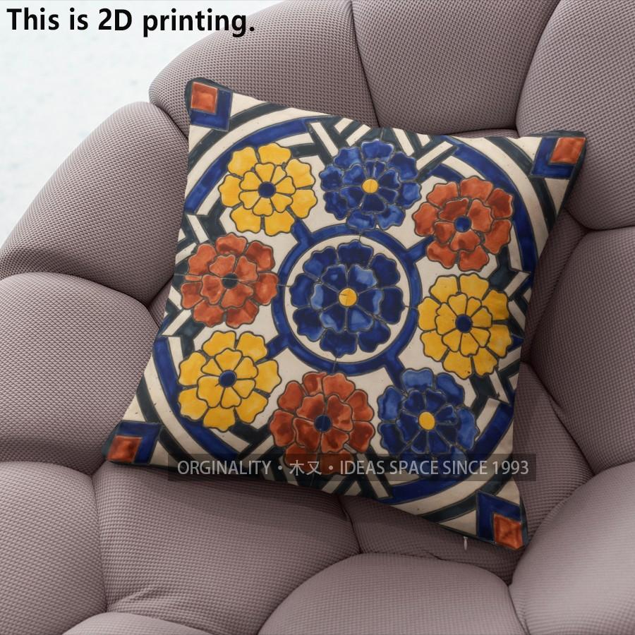 Mexican Tile Boho Throw Pillow Covers Pattern Cushion Cover Suitable for Sofa Bedroom Car Pillow Cover