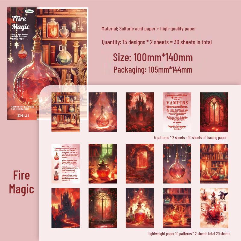 Magic Era Double Material Paper: Retro Castle & Forest Moonlight Background for Journal and DIY Collage. Standard