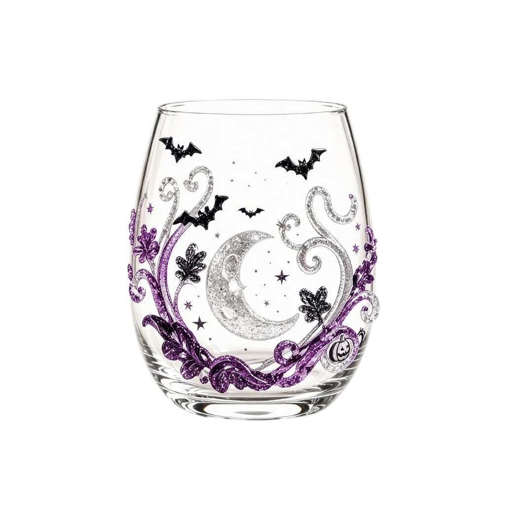 Halloween Printed Glass Tumblers with and Pumpkin Design, 15 oz