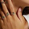 WES   CopperKite Cut Natural Moss Agate Gold Ring Sets For Woman Wedding Bridal Set Valentine Gift Jewelry