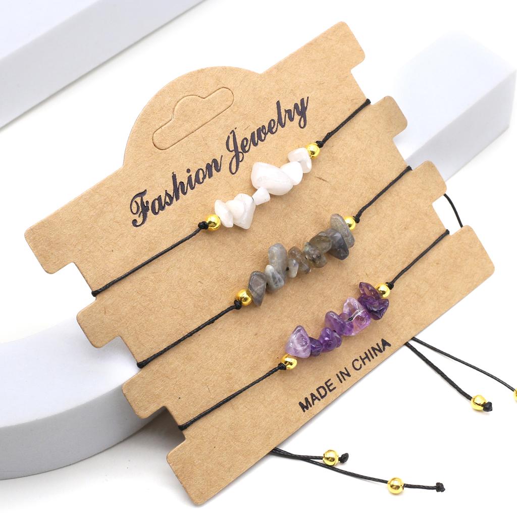 1Pc Healing Crystal Beads Bracelet,Natural Stone Gravel Hand String Elastic Bracelets for Men Women Jewelry Gifts Length 15-20cm