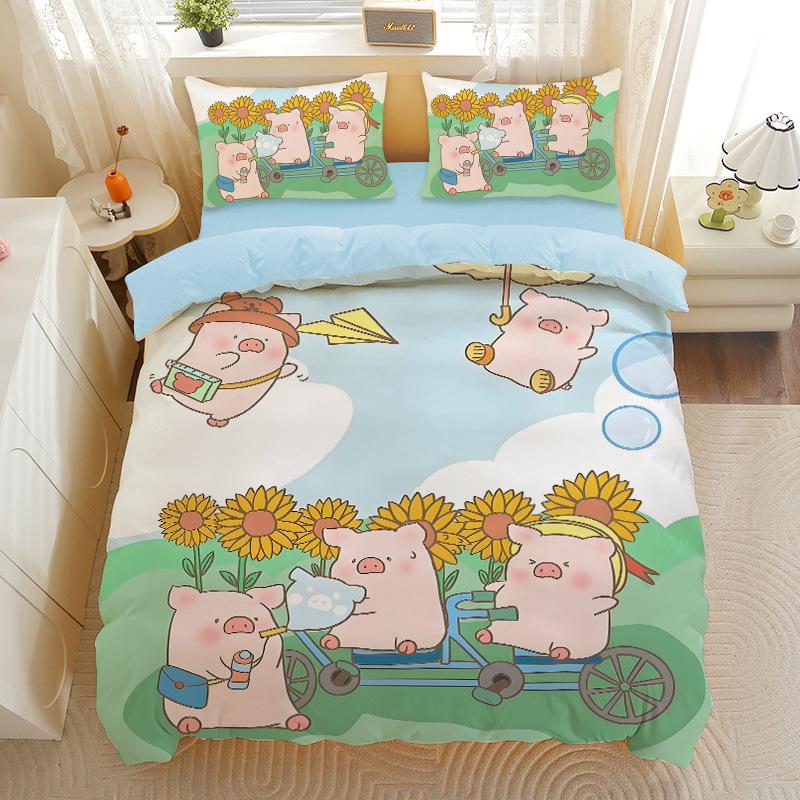 Cute Pig Duvet Cover Cartoon Animal Theme Bedding Set For Kids Adults, Sweet Bedspread Cover Ultra SoftRoom Decor Bedclothes