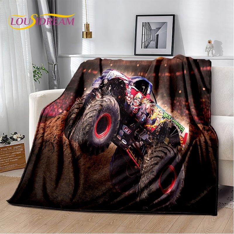Monster Truck 3D Monster Jam Cartoon Soft Blankets,Keep Warm Throw Blanket Comfortable Blanket for Picnic Beds Sofa Home Bedroom