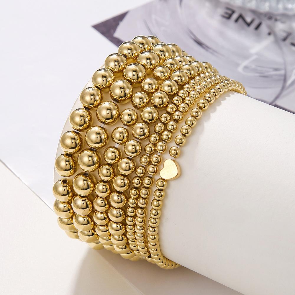 European and American jewelry, simple CCB bracelet 1-piece set, stacked bracelet, fashionable round bead string, bracelet, bracelet, bracelet.