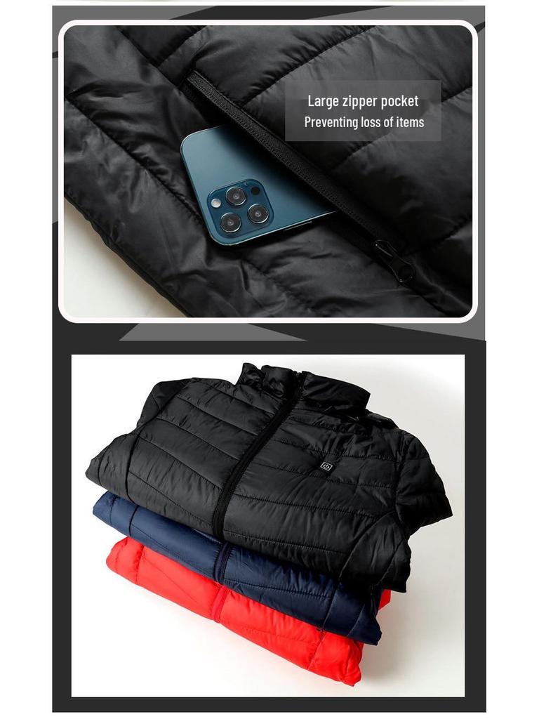 Smart Heated Winter Jacket with Hood for Men, Thick Warm Cotton, USB Charging