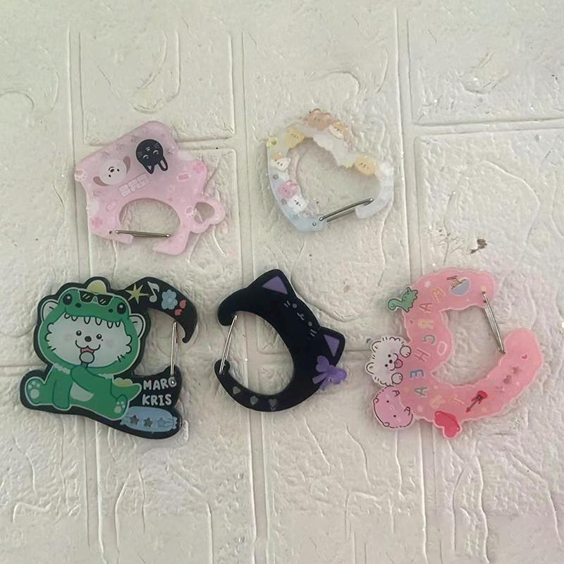Cartoon Cute Musical Notes Carabiner Acrylic Keychain Pendant Creative Backpack Hanging Decoration Accessories Holiday Gifts