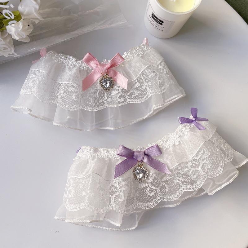 Double Layer Lace Pet Scarf 3D Bow Princess Style Saliva Towel Bib For Cat Dog
