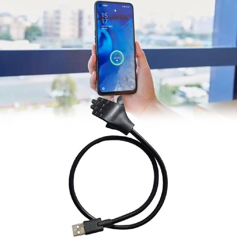 Universal Handheld Phone Stand Data Cable With Flexible Metal Hose For Fast Charging And Android Devices