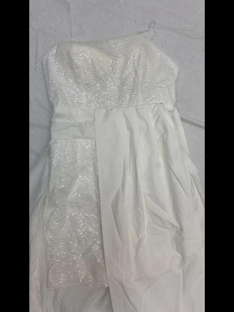 2025 Spring Women's Slim White V-neck Lace Tube Mini Dress