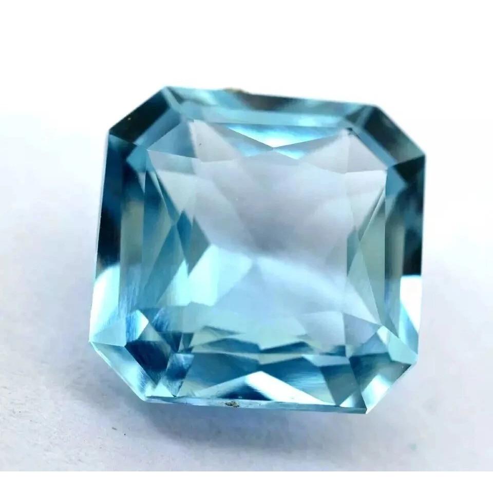 Fabulous Natural Sky Blue Aquamarine 12-13 Ct Square Cut Certified Gemstone