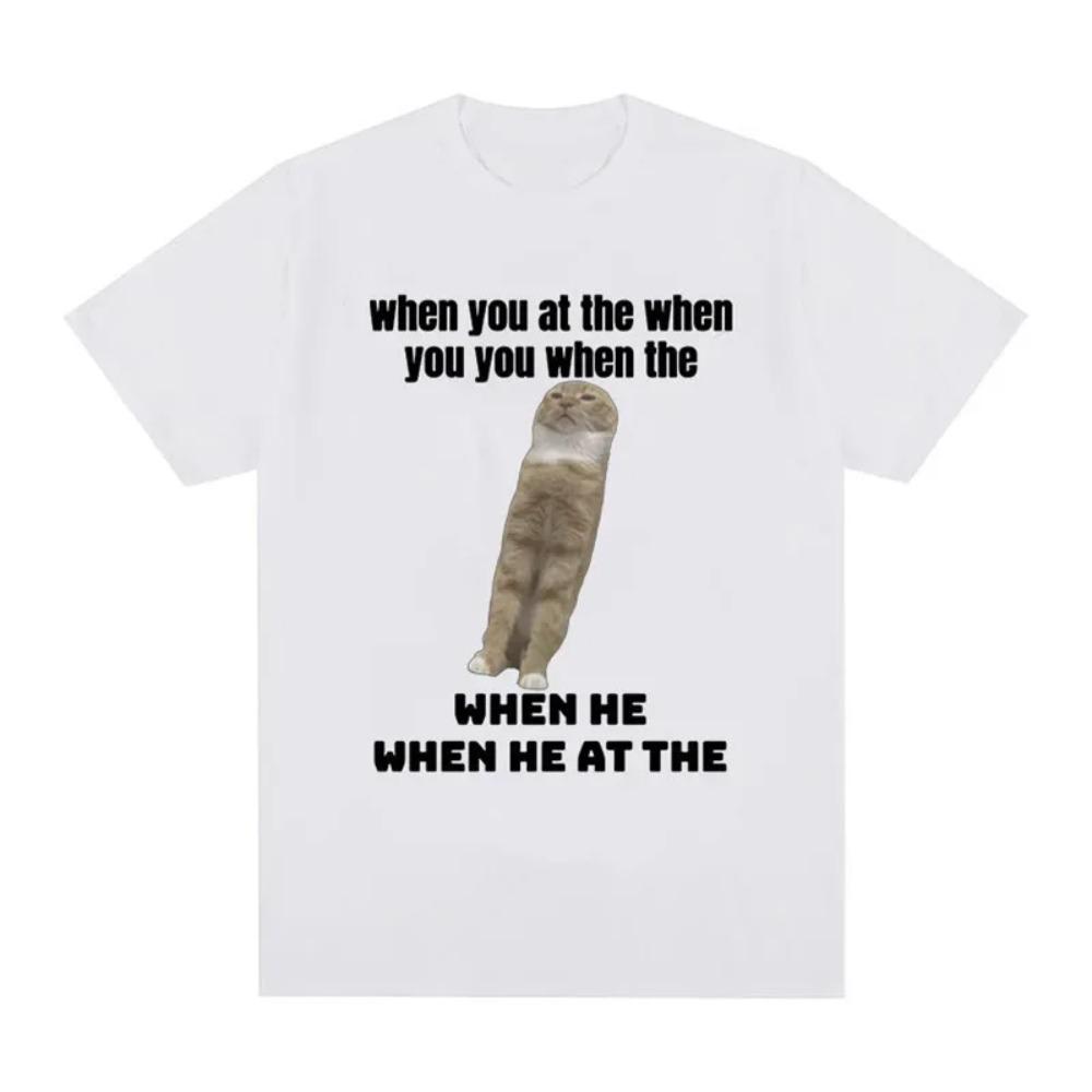 Fashionable Cotton Cat Joke T-Shirt Short Sleeve Crew Neck for Men And Women Streetwear Style Fun And Interesting Design