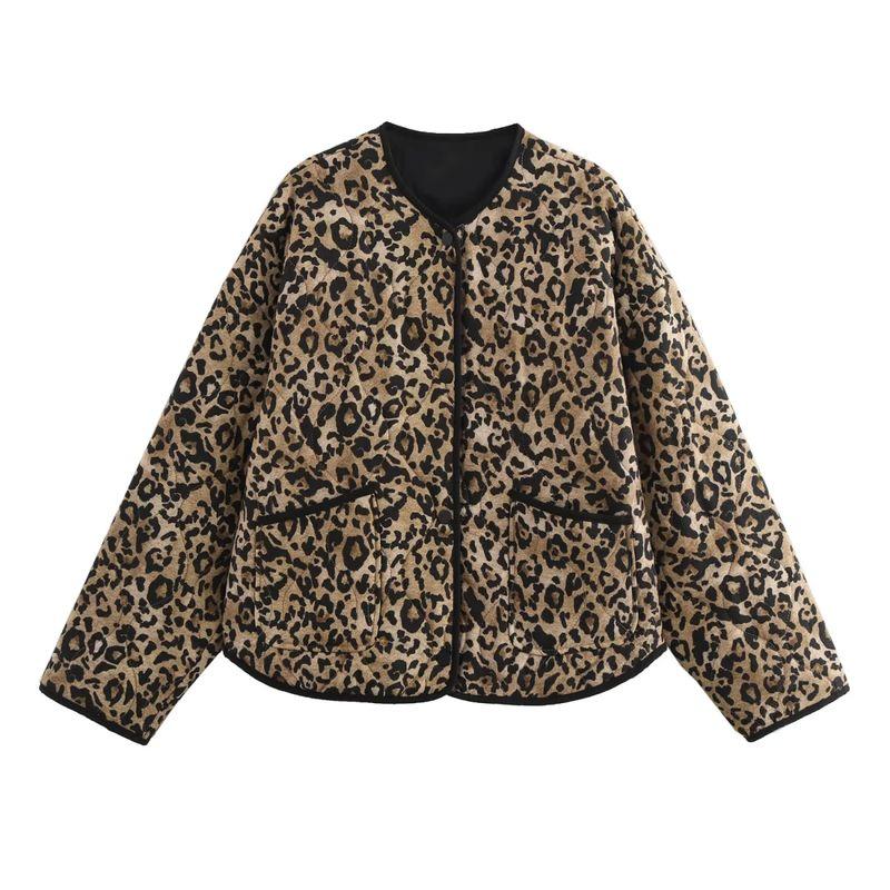 

Kaslead New Arrival Women s Clothing Fashion Style Fashion Animal Pattern Print Cotton Jacket Outwear 8110488 Khaki S