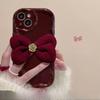 Applicable To Apple 15promax Mobile Phone Case IPhone 13/14 Plush Bow Bracelet 11/12 Silicone Anti-fall