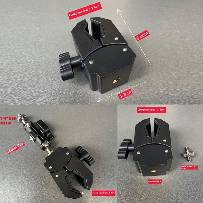 Adjustable Phone Clamp Holder Durability Construction Lightweight For Vlogging Live Streaming