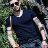 Mens Summer Casual Fashion V-neck T-shirt In Premium Quality Solid Colors