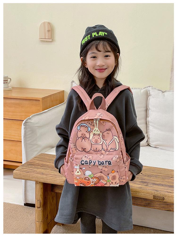 Trendy Capybara Print Double Shoulder Backpack - Large Capacity for Students and Kids