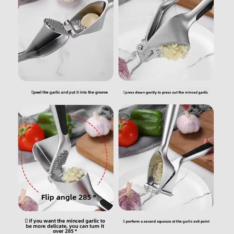 Garlic Press Easy To Squeeze And Clean With Soft Easy Squeeze Ergonomic Handle Zinc Alloy Garlic Mincer Crusher