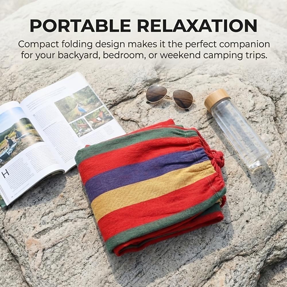 Portable hammock with straps is suitable for backyard porches and indoor/outdoor use