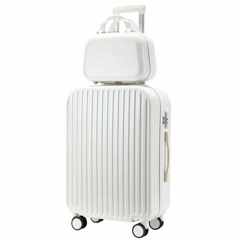 Solidna koreańska walizka na kółkach: Stylowa, Wytrzymała Walizka Podróżna dla Studentów i Kobiet z Zamkiem Szyfrowym, Opcja Skórzana Dostępna dla Mężczyzn.