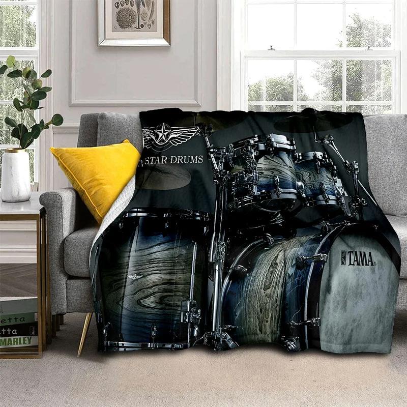 Music Instruments Drum Kit  Drum Set Blanket,Soft Throw Blanket for Home Bedroom Bed Sofa Picnic Travel Office Cover Blanket Kid