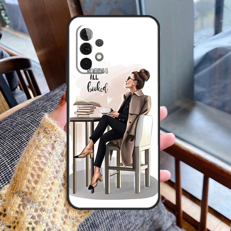 

Princess Female Boss Coffee Case For Samsung Galaxy A55 A35 A15 A56 A36 A26 A16 A06 A54 A34 A14 A13 A53 A12 A22 A32 A52 Samsung A55