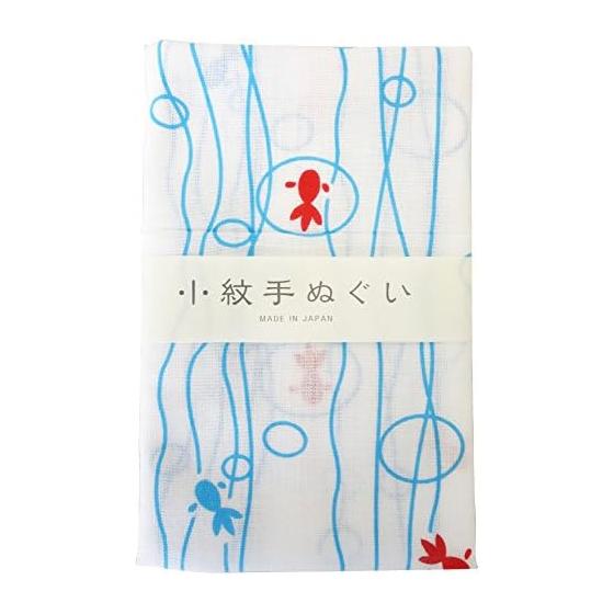 Miyamoto Japanese Tenugui Towel, Komon Pattern, Izumi Koubai Ryukin Goldfish, Blue, Approx. 33x90cm