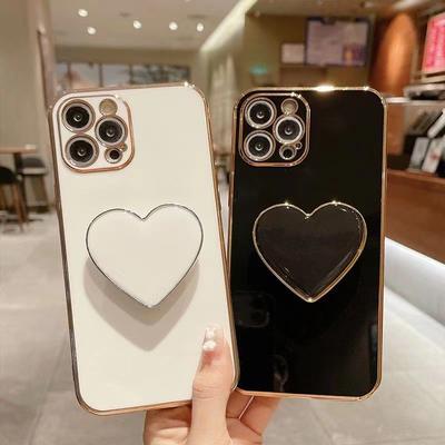 Love Airbag Bracket Suitable for Samsung S24ULTRA Mobile Phone Case Anti Fall S23PLUS Electroplated Soft Shell S22 A55