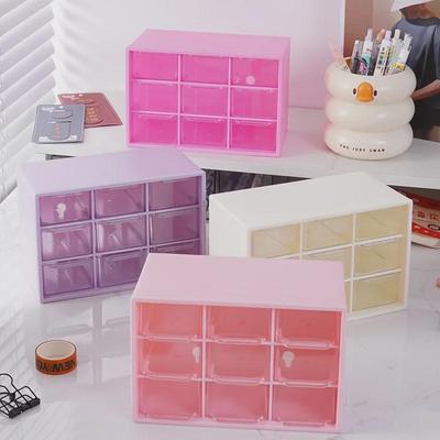 קופסת ארגונית שקופה תשע-תאים לתכשיטים ואביזרי שיער לאחסון שולחני
