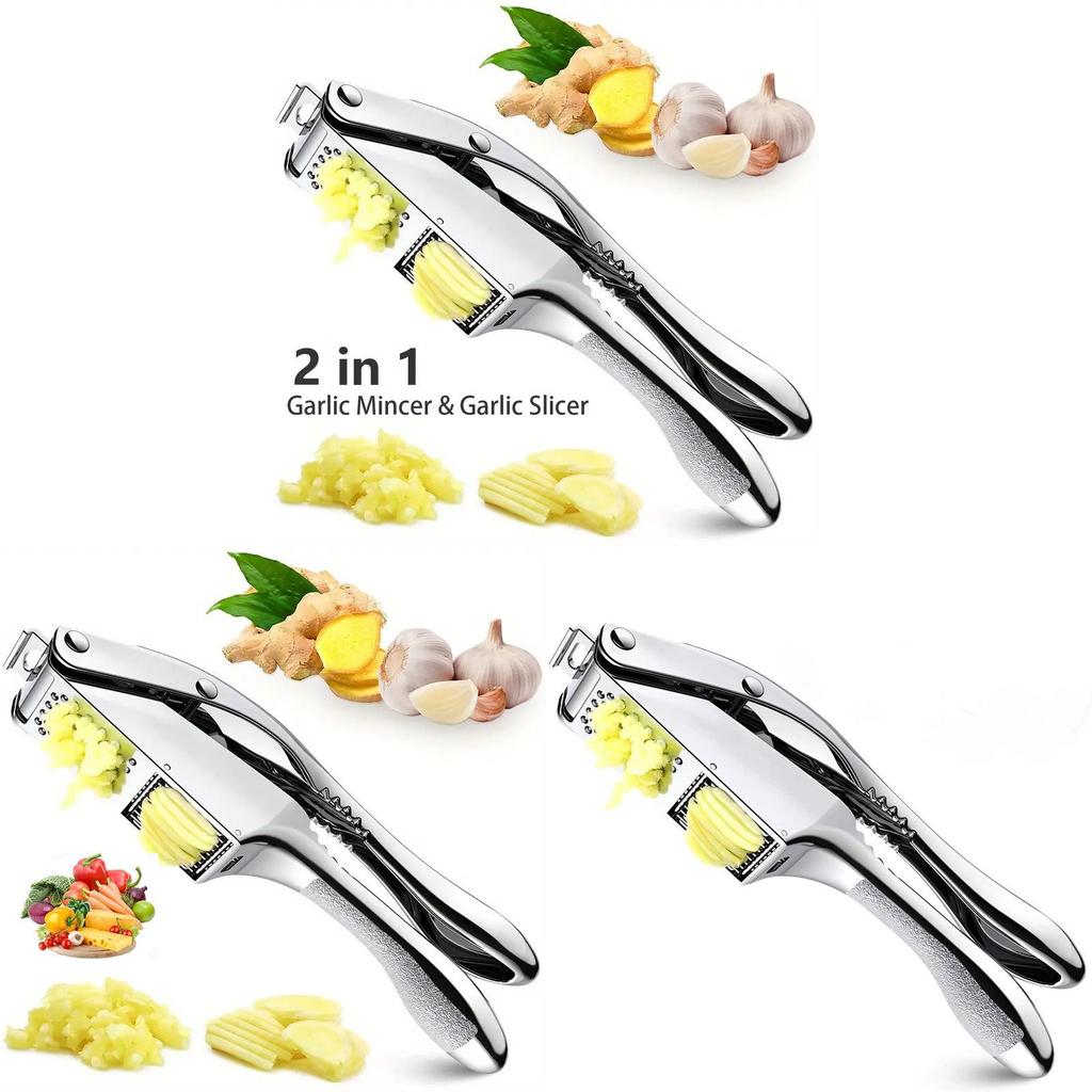 Moderne minimalistische Knoblauchpresse und -schneider aus Metall für den Heimgebrauch und als Geschenk