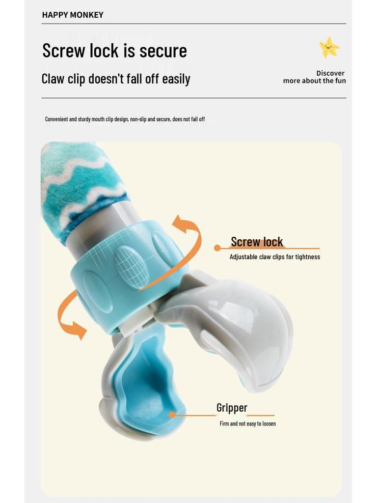 Happy Monkey Newborn Clip-On Mobile Toy: Bed, Stroller, Car Clip & Rattle Ornament.