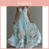 Sommer-Blumenkleid mit 3D-Druck aus Polyester mit V-Ausschnitt für Reisen und Büro