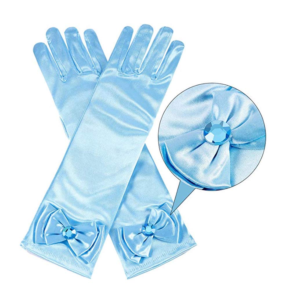 Princess Elsa Dress Costume for Luxury Ice Blue Heart Magic Braided [EKALA] Kids, 8-Piece Set, (Princess Dress, Tiara, Wand, Gloves, Necklace, Ring,