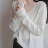 Women's V-Neck Sequined Knit Cashmere Sweater - Loose, Slimming, Long Sleeve, Short & Thin Korean Style for Spring/Autumn