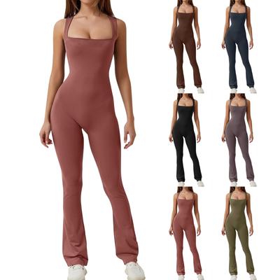 Women's Wide Leg Jumpsuit Women's Sleeveless Sexy Tight Casual Bodysuit Fitness Clothing