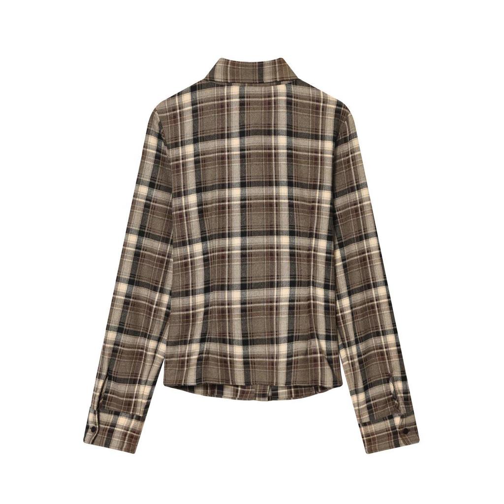 Spring 2026 Women's Plaid Shirt: European & American Style, Slim Fit, Versatile Fashion.