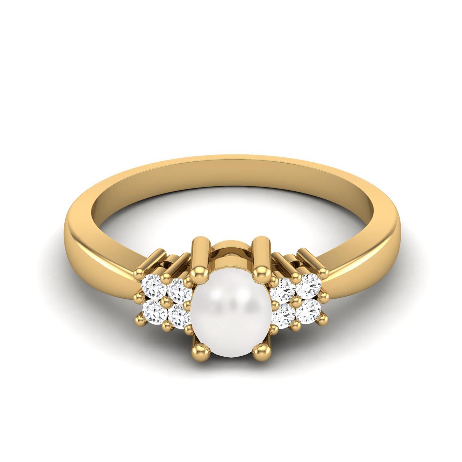 

5X4 MM Oval Natural Pearl 925 Sterling Silver Gold Vemreil Solitaire Women Wedding Bridal Ring 5 жёлтый