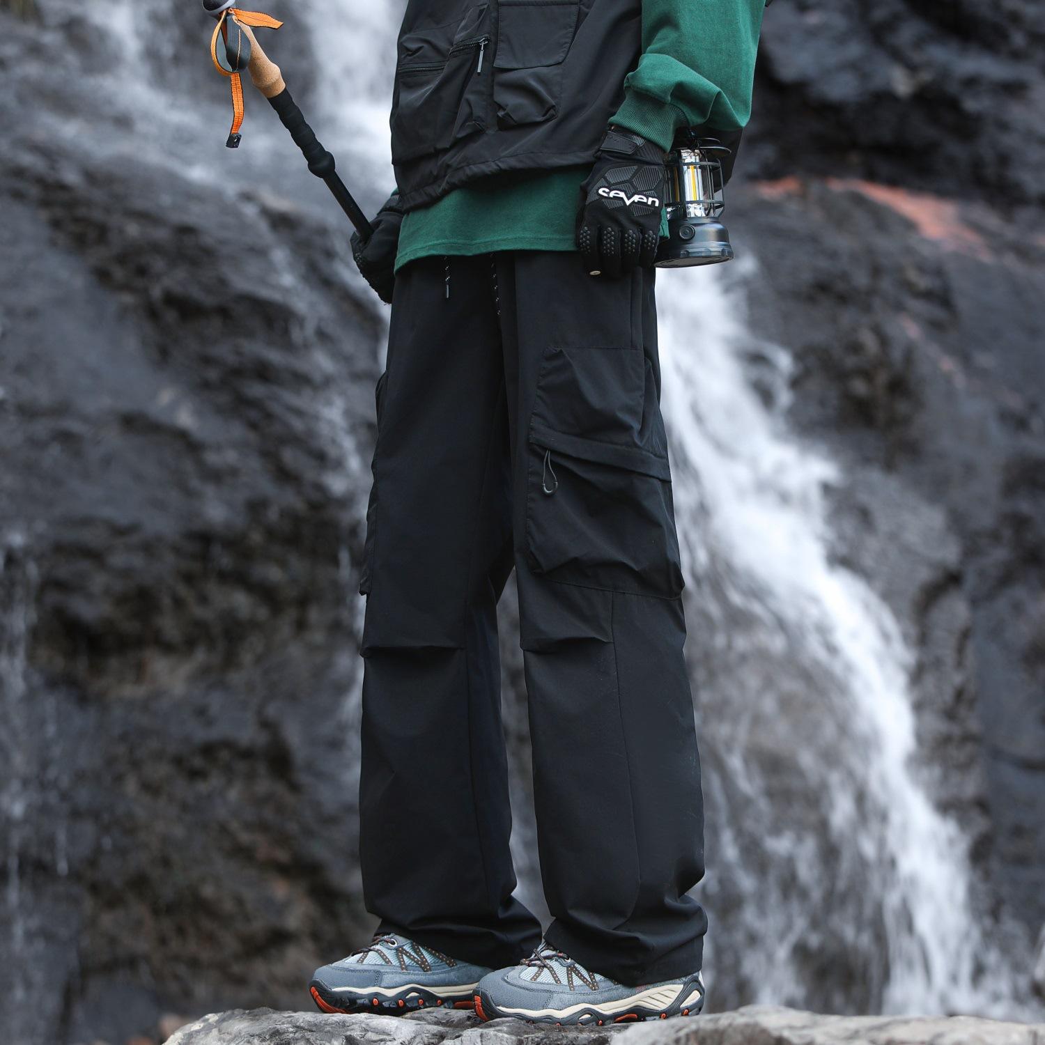 

Мужские и Женские Одинаковые Летние Тонкие Американские Функциональные Водонепроницаемые Зарядные Брюки Универсальные Быстросохнущие Рабочая Одежда Свободные Прямые Для Отдыха L чёрный