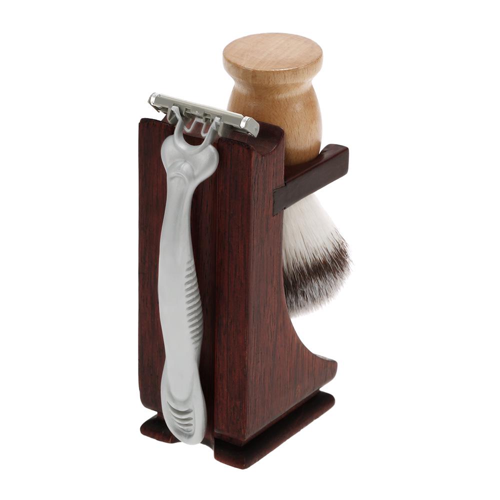 Shaving Holder Stand for Shaving Razor Brush Solid Wood Shaving Tool Organizer