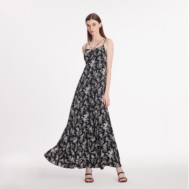 GOELIA Camellia Print Spaghetti Strap Maxi Dress
