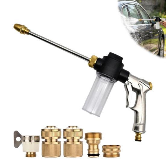 High Pressure Hose Nozzle, Heavy Duty Car Wash Booster Nozzle with Foam Cannon, Garden Hose Nozzle Foam Sprayer, Adjustable Nozzle for Car Washing