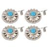 10 Set Purses Leather Decoration Buckle Blue Turquoise Flower Craft for Wallet 16.5mm Silver Daisy