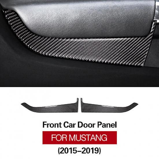 2pcs Carbon fiber Front Door Panel Decorative Cover For Ford Mustang 2015-