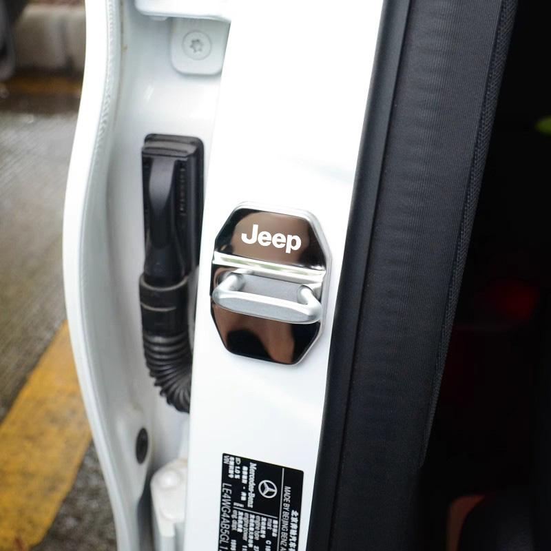 Cup Holders 4Pcs Car Door Lock Cover Stainless Steel Cap Auto Accessories For Jeep Grand Cherokee Wrangler JK Gladiator Compass