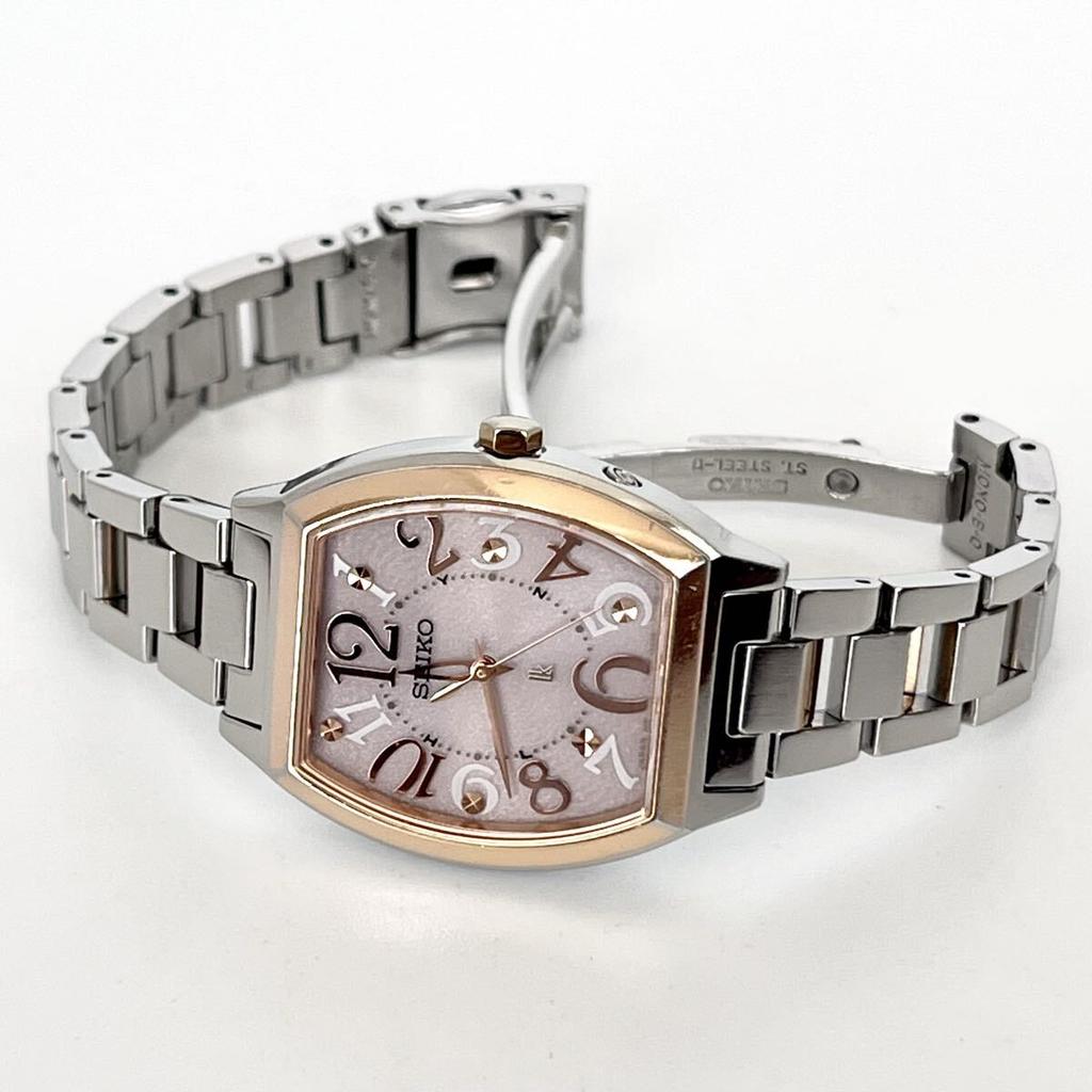 Polished Seiko Lukia Excellent Pink Silver Gold S2377 [Working Condition] Ladies' Watch, Radio-Controlled Solar, Condition, Dial