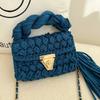 Fashion Wool Knitting Handmade Crochet Shoulder Bag Tassel Fabric Bags for Women Designer Thread Crossbody Fin Bag