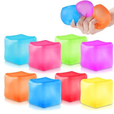 3Pcs Stress Cube Fidget Toy Anxiety Relief Ice Cube Squeeze Decompression Toy Soft Stress Ball Sensory Toy Kids Teens Adults Gift