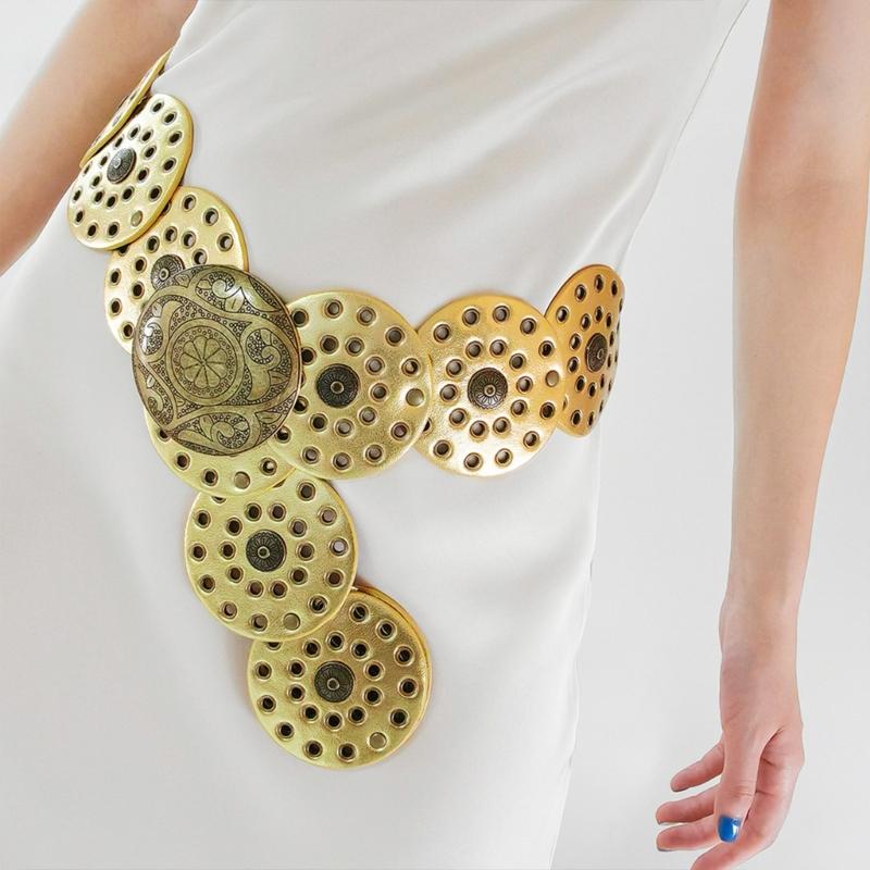 Casual Buckle Belt for Women Gothics Style Waist Belt HollowedOut Wide Belt for Teens Girls Female Western Cowboy Belt