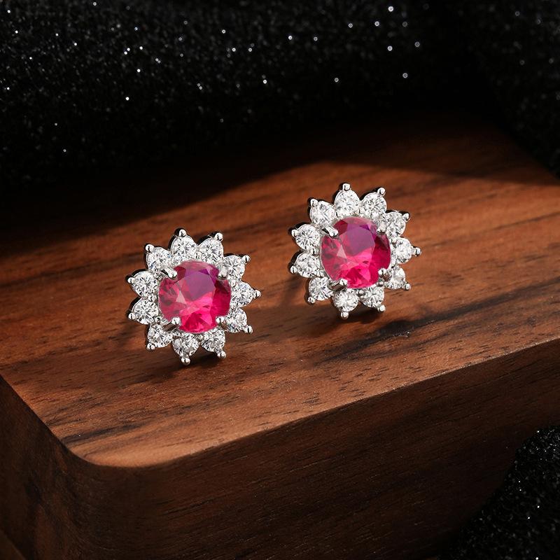 925 Sterling Silver Multicolor Rhinestone Zirconia Women s Versatile Stud Earrings 925 Silver