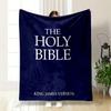 White Text On a Solid Dark Blue Background Displaying "The Holy Bible". for All Seasons Blanket Lunch Break Throw Gift
