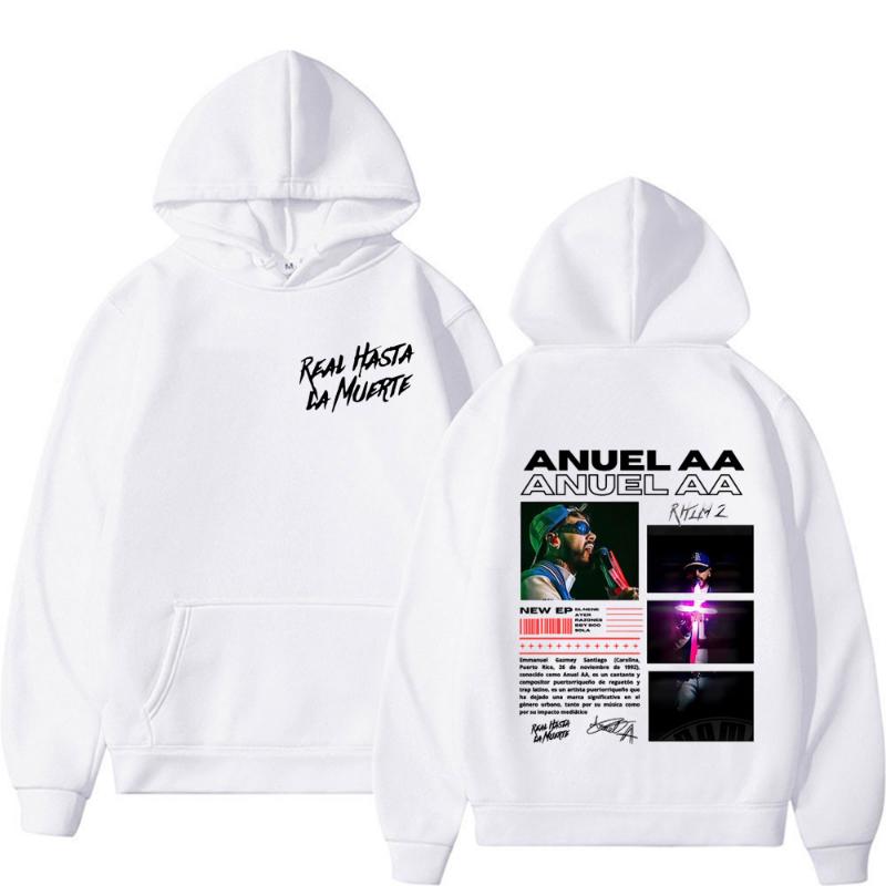 Rapper Anuel AA Rhlm 2 Album 2026 Merch Hoodies Herren Damen Hochwertiger Hoodie Oberteile Mode Vintage Hip Hop Popmusik Sweatshirts